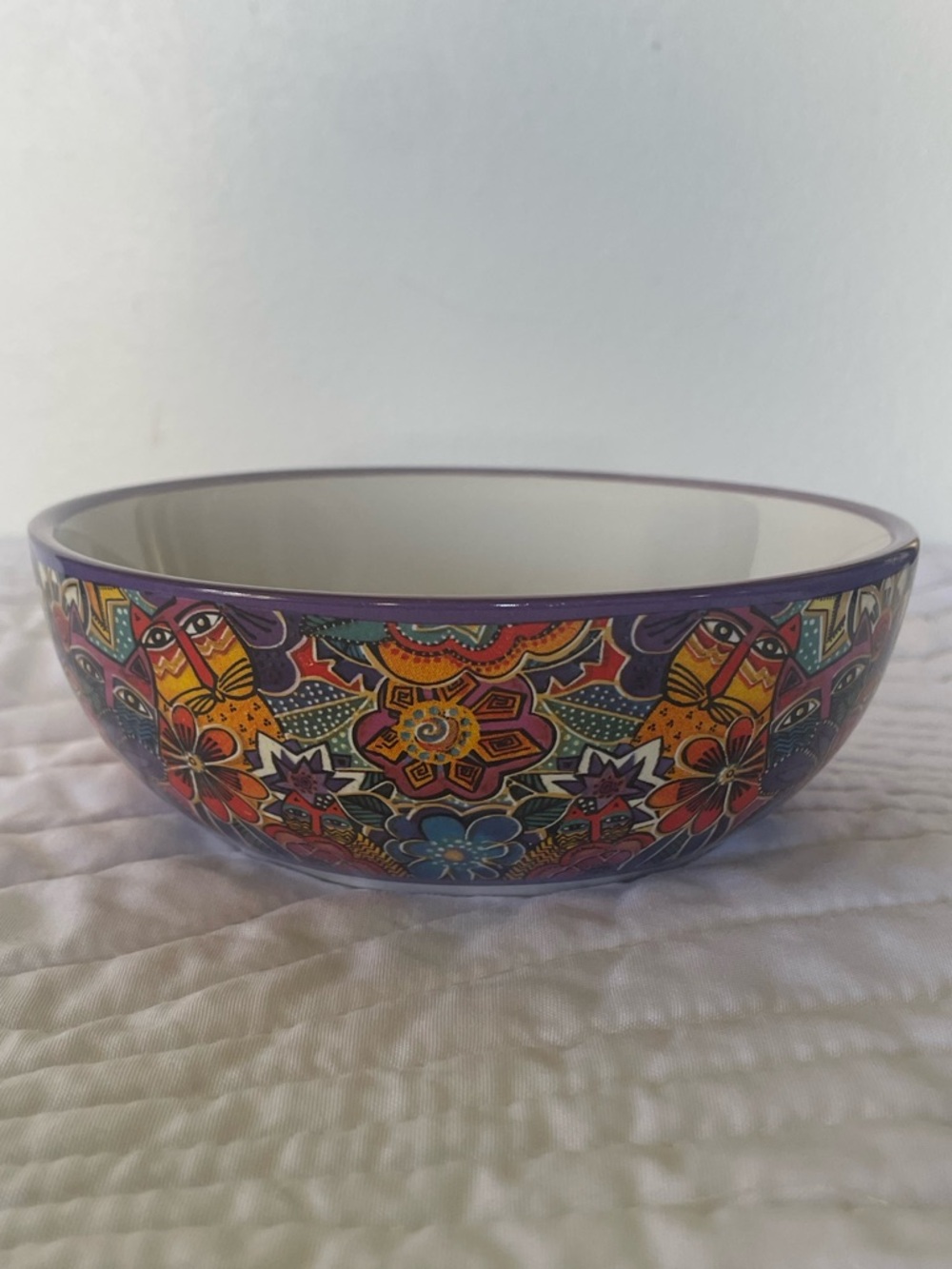 Vintage Laurel Burch Carlotta's Cat Small Ceramic Bowl Trinket Pet Snack Dish
